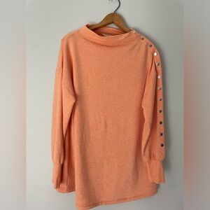 Soft Surroundings Arley‎ Tunic Top Pullover Medium oversized Sweatshirt Orange